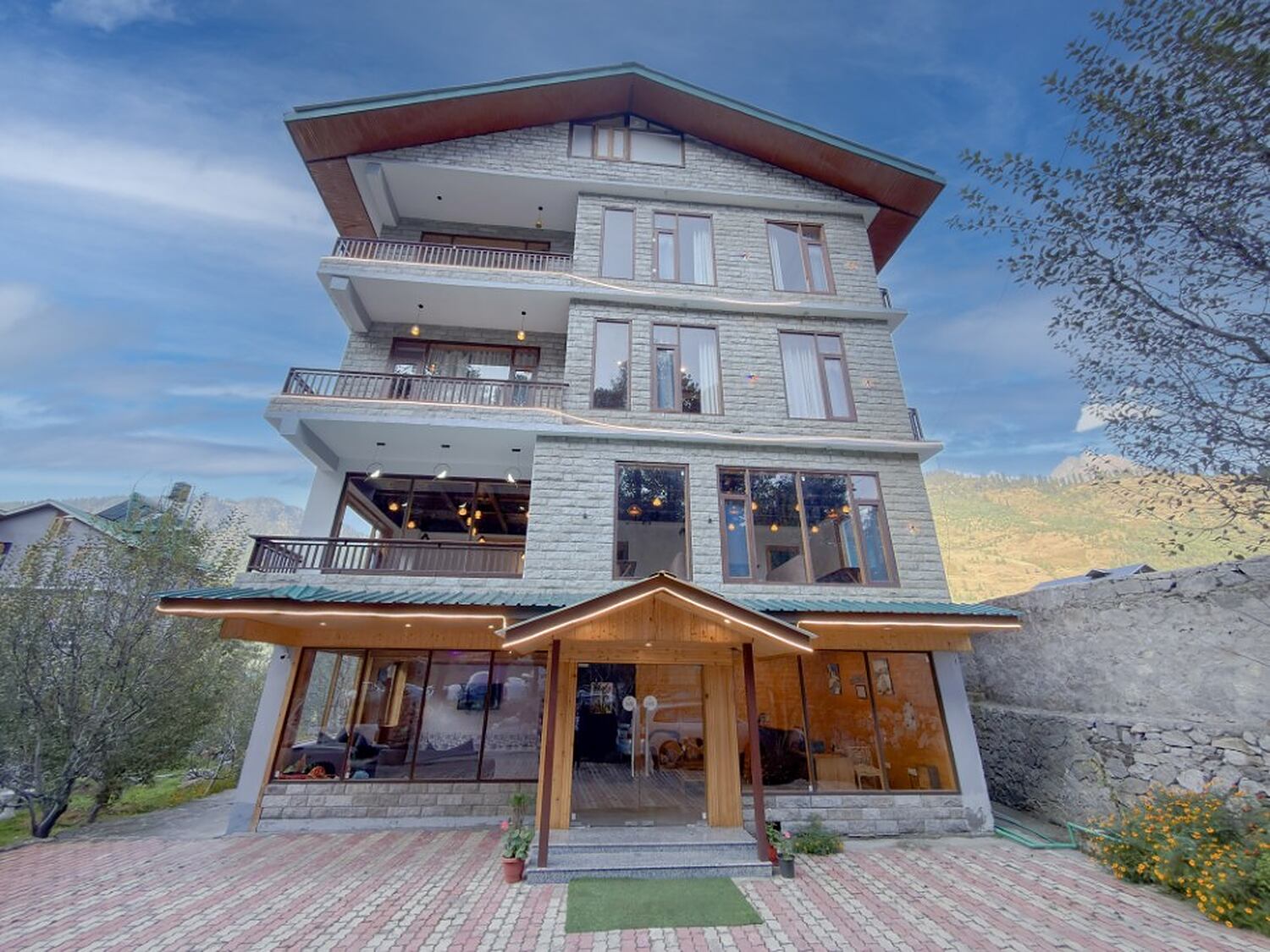 MR Villa Manali exterior at evening